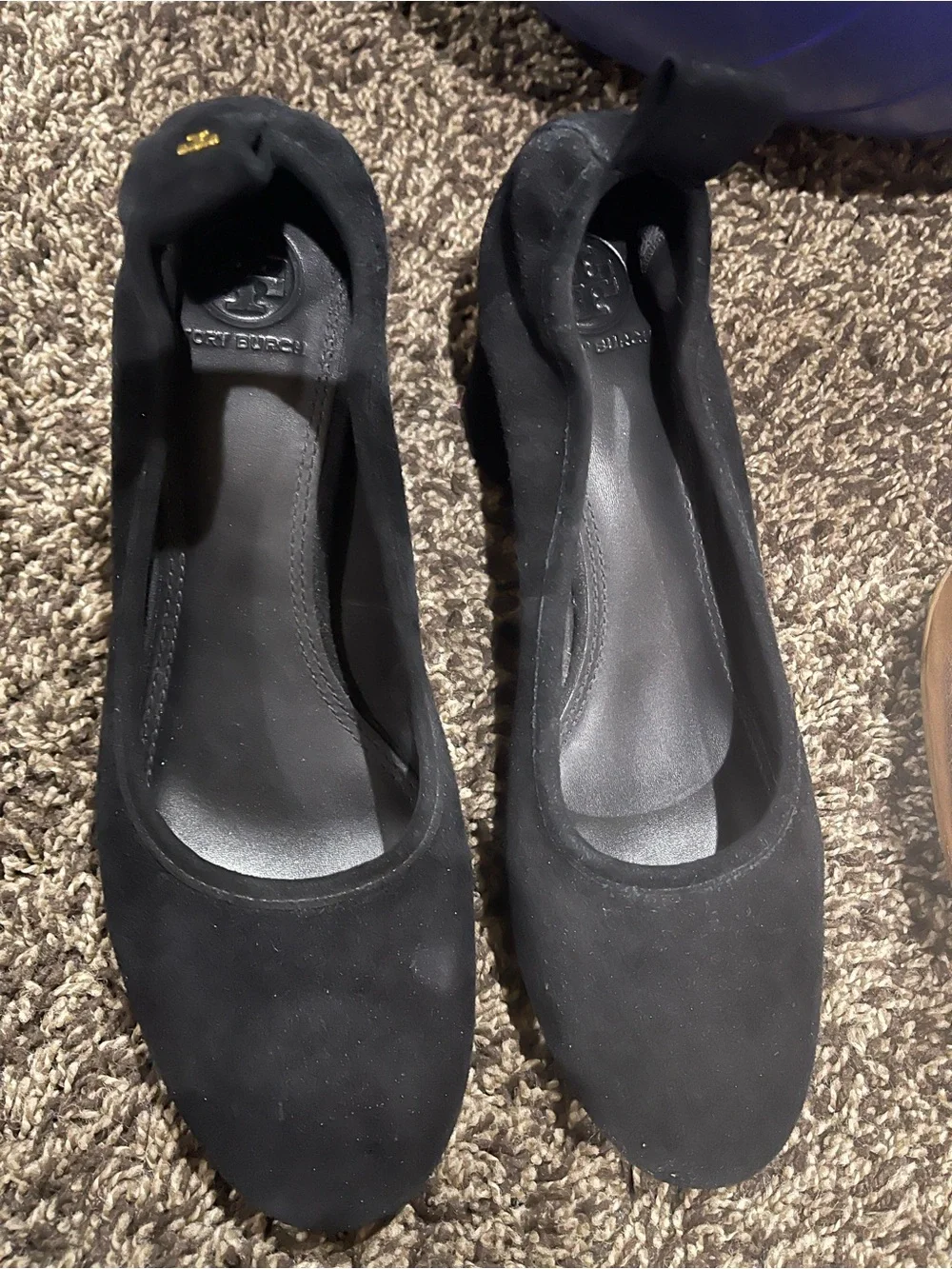 Tory Burch Black Suede Round-Toe Heels